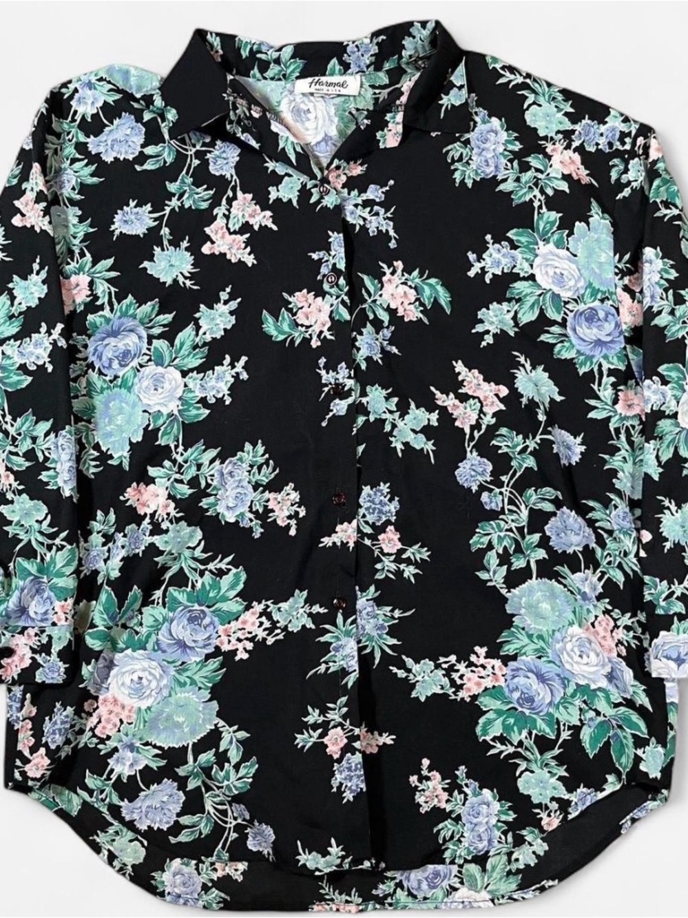 Women’s Vintage Harmal Floral Button Up Shirt Size Large Made In USA